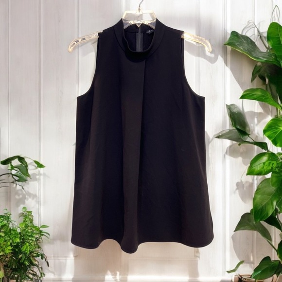 Theory | Sleeveless Talniza Mock‎ Neck Black Tunic Top Size Large - Picture 1 of 8